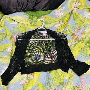WHBM Crochet Floral Cardigan sz S Super Cute Breezy Flowy Ruffles Shrug